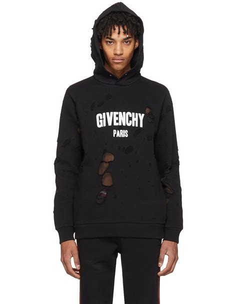 givenchy black distressed logo hoodie|givenchy destroyed hoodie.